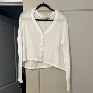 Urban Outfitters White Button-Up Knit Sweater